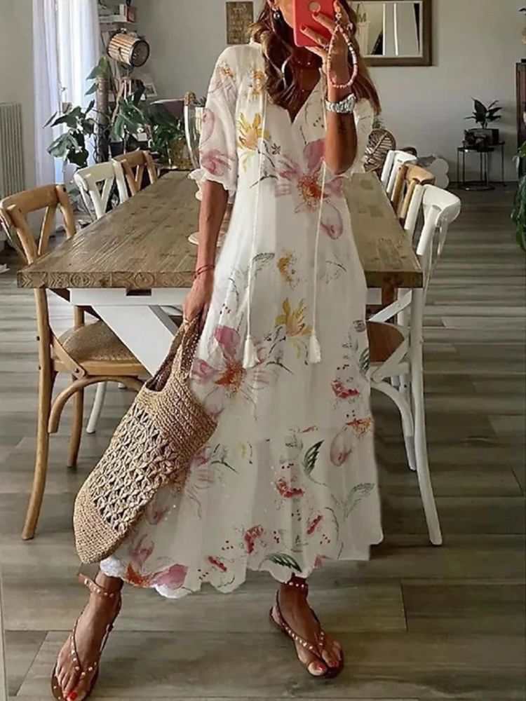 Élodie | Robe Maxi Florale Élégante