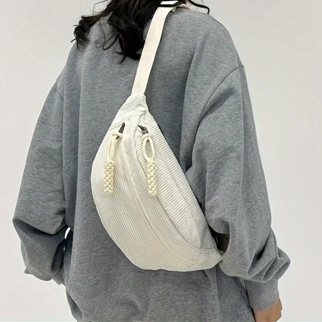 Petra | Bolso de hombro de terciopelo acanalado