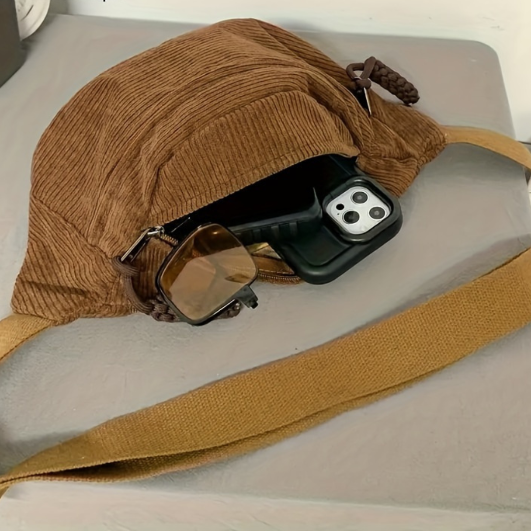 Petra | Bolso de hombro de terciopelo acanalado