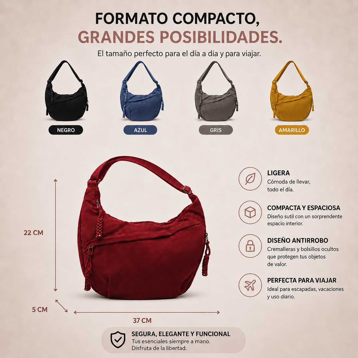 Lucía | Bolso de Hombro Amarillo