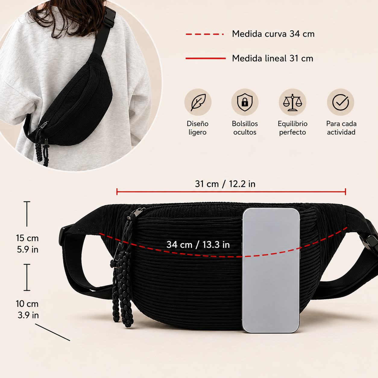 Petra | Bolso de hombro de terciopelo acanalado