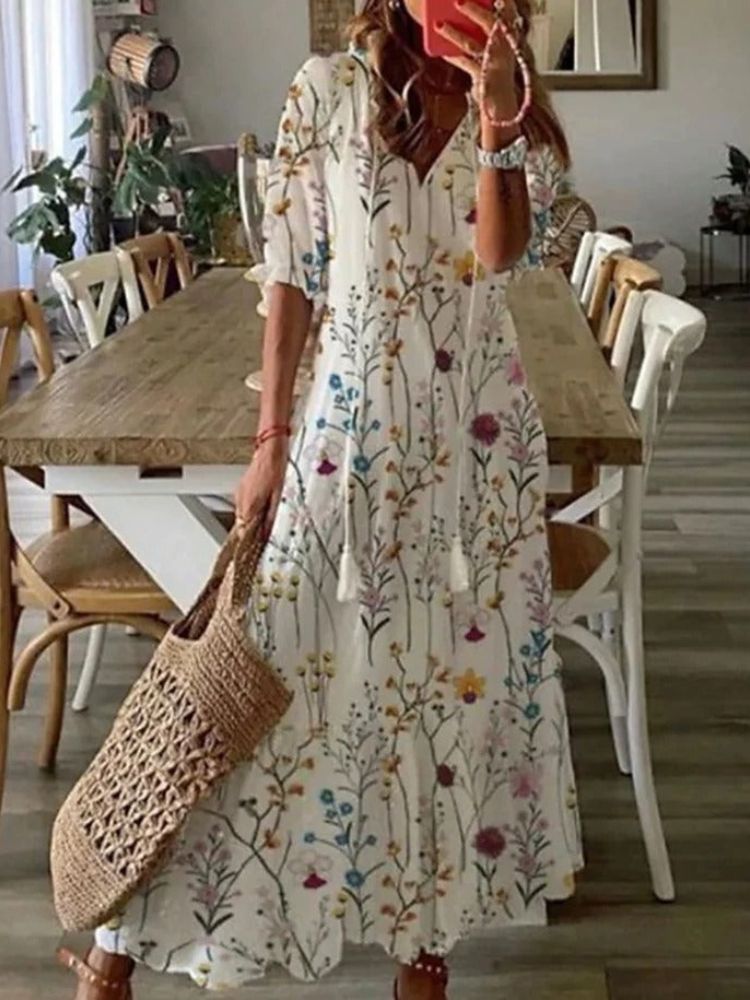 Élodie | Robe Maxi Florale Élégante