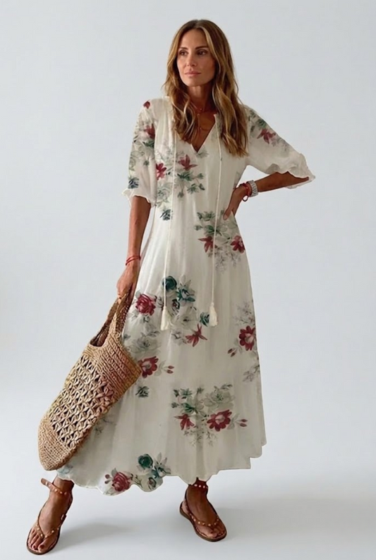 Élodie | Robe Maxi Florale Élégante
